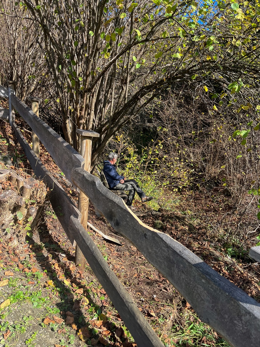 Bank am Hang beim Wildbach